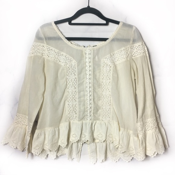 Free People Tops - Free People Ivory Peasant Top